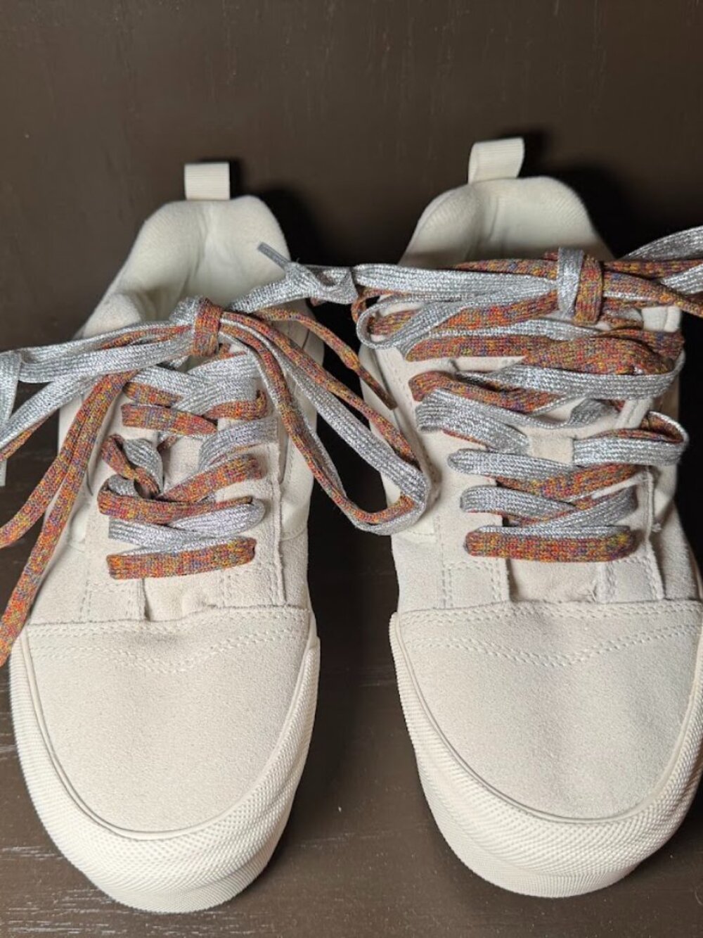 Vans Knu Stack Off White Platform Sneakers Multi-Color Dual Laces Men 7 /Wo 8.5